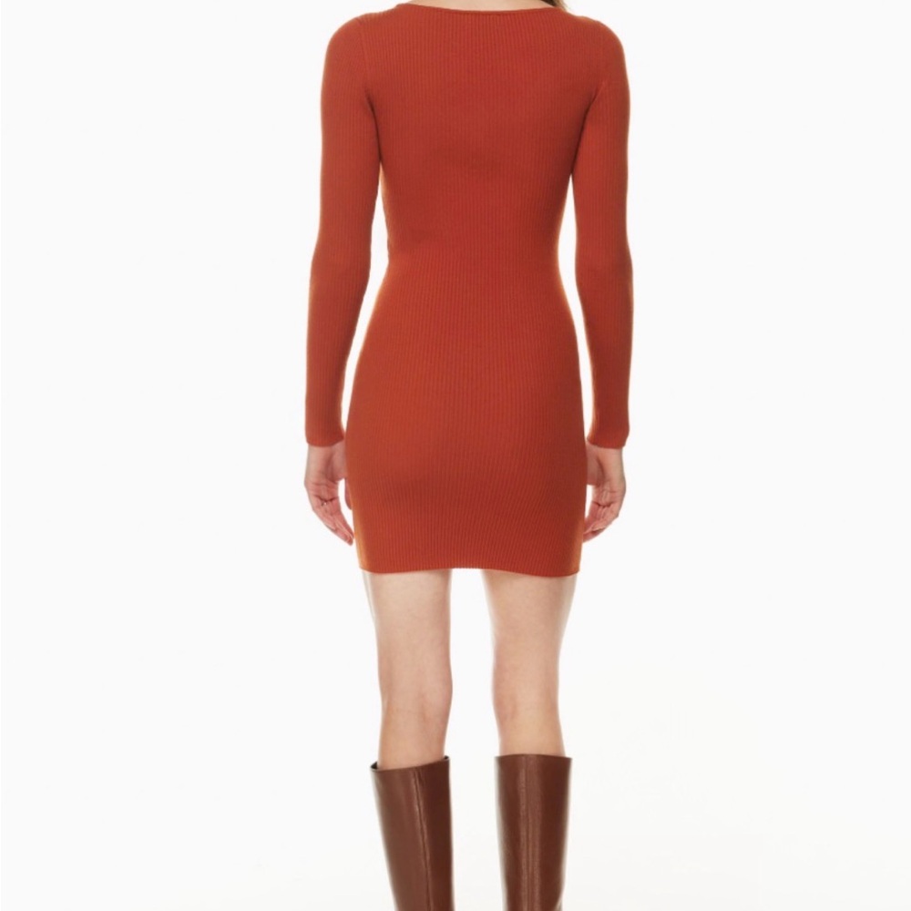 Wilfred Rust Ribbed Knit Mini Dress - Picture 3 of 6
